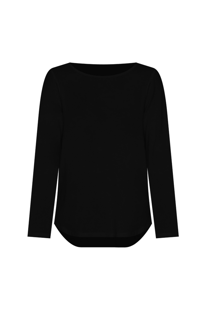 Adele Black Long Sleeve Bamboo Tee,ghost-mani