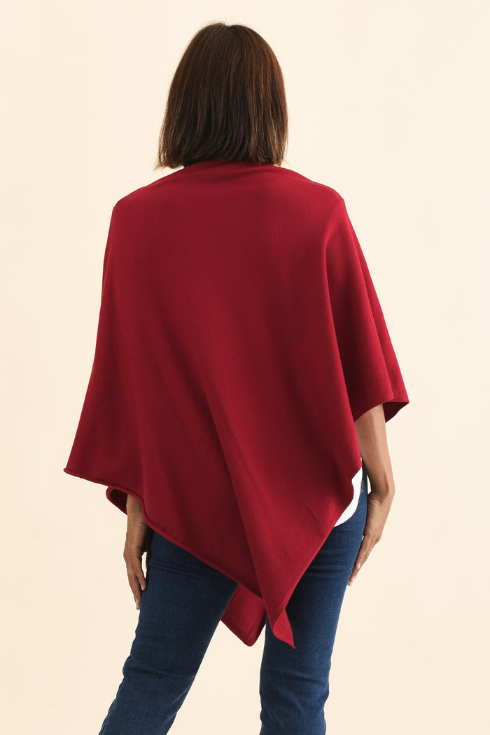 Amy Burgundy Wool Blend Poncho,Brunette model,alt text|model:Cara