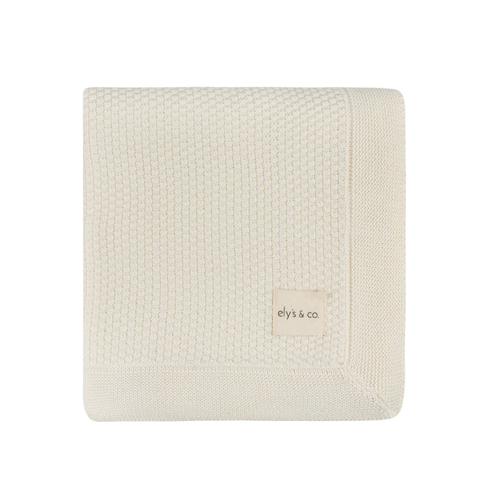Baby Blanket – Cream – Floral Star Knit