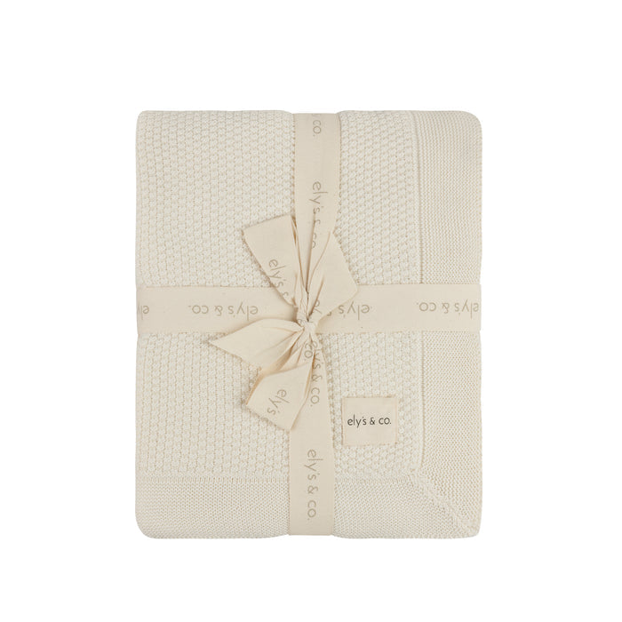 Baby Blanket – Cream – Floral Star Knit