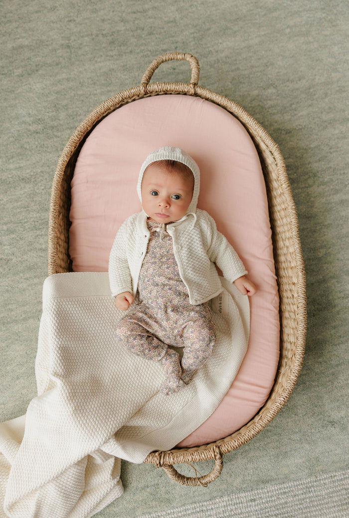 Baby Blanket – Cream – Floral Star Knit