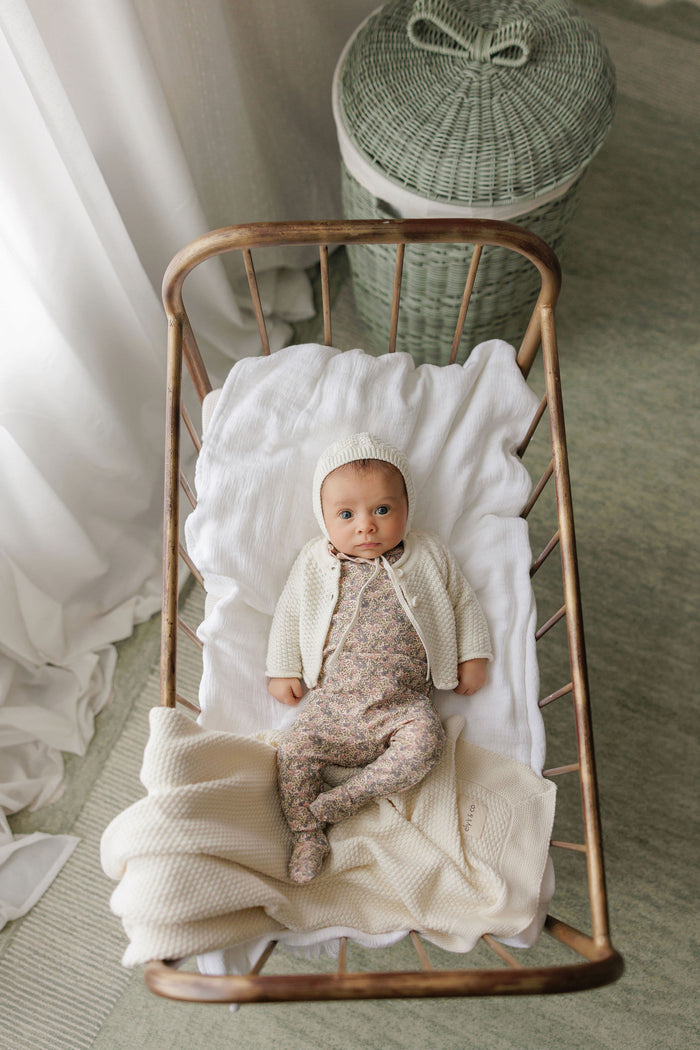 Baby Blanket – Cream – Floral Star Knit