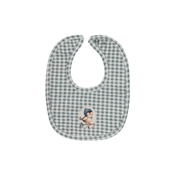 Baby Boy Bib - Blue - Gingham Owl