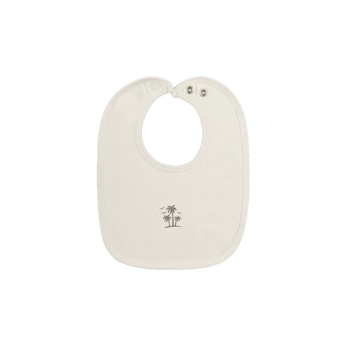 Baby Boy Bib - Ivory - Embroidered Palm Trees