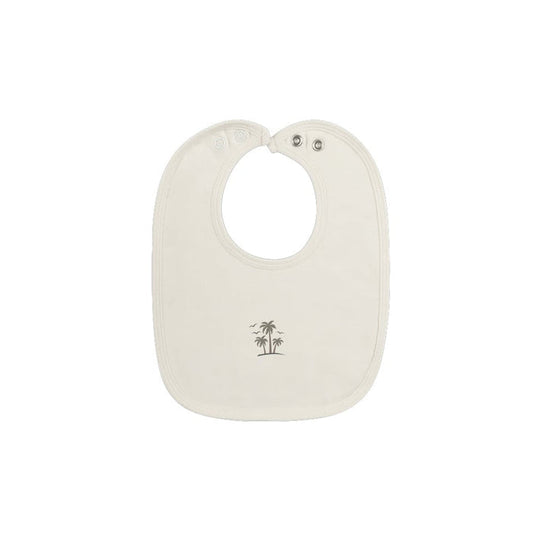 Baby Boy Bib - Ivory - Embroidered Palm Trees
