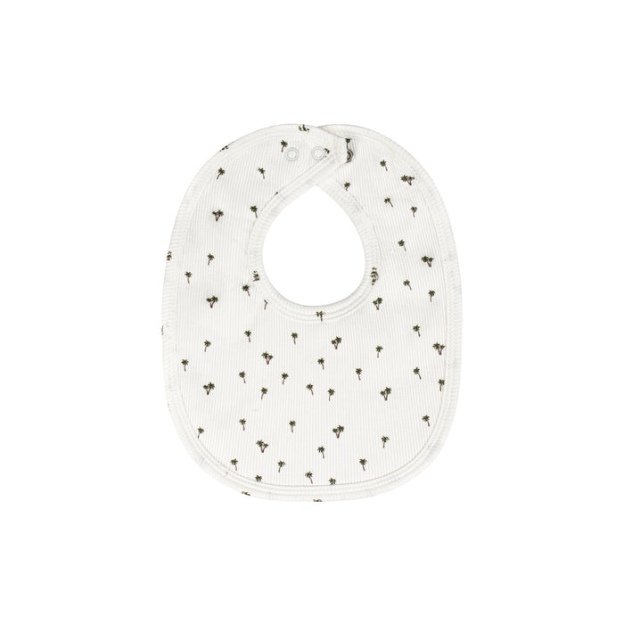 Baby Boy Bib - Ivory - Printed Palm Trees