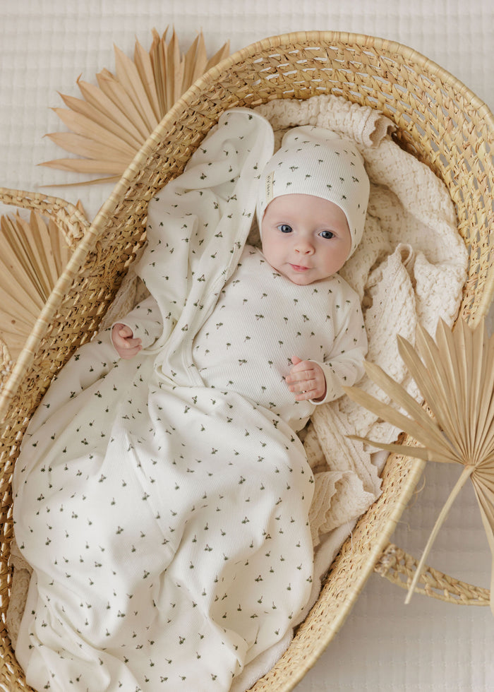 Baby Boy Bib - Ivory - Printed Palm Trees