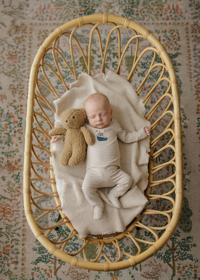 Baby Boy Bib - Tan - Nautical Stripe