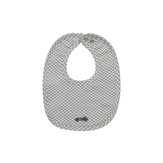 Baby Boy Bib – Blue – Checked Race Car
