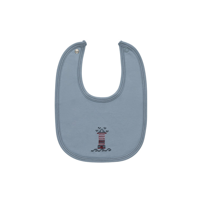Baby Boy Bib – Blue – Cross Stitch Lighthouse