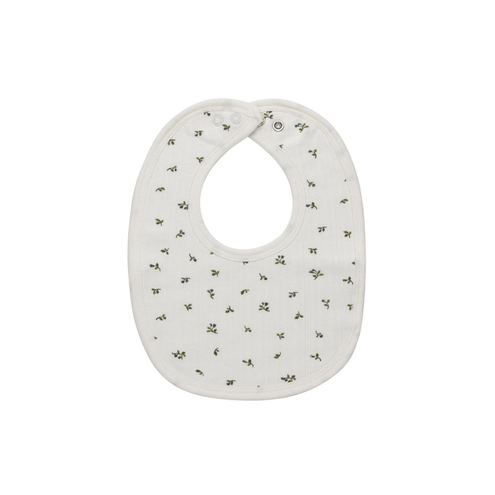 Baby Boy Bib – Ivory Blue – Floral Pointelle