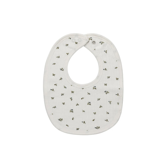 Baby Boy Bib – Ivory Blue – Floral Pointelle