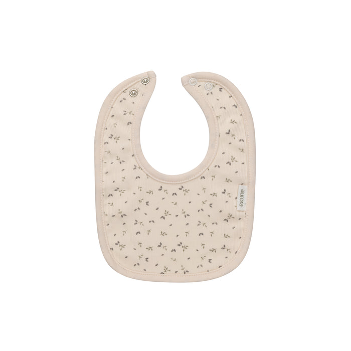 Baby Boy Bib – Ivory Blue – Floral Rib