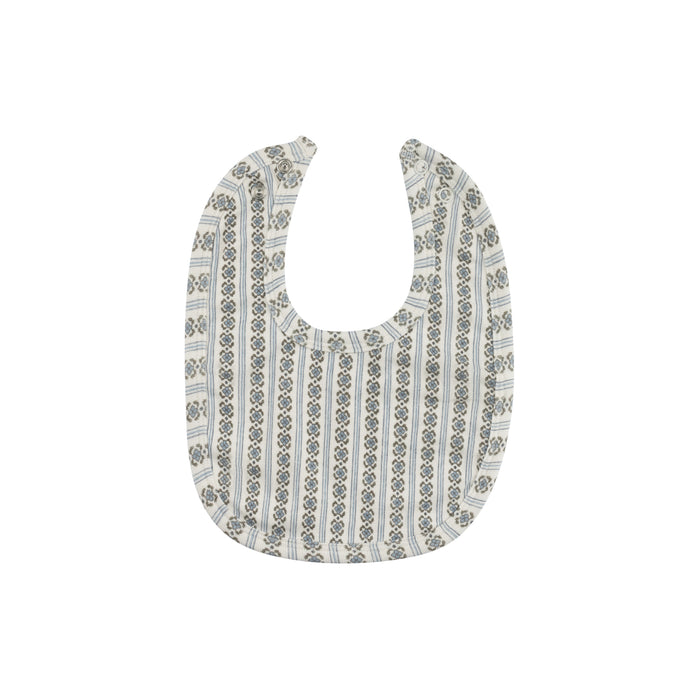 Baby Boy Bib – Ivory Blue – Linear Leaf