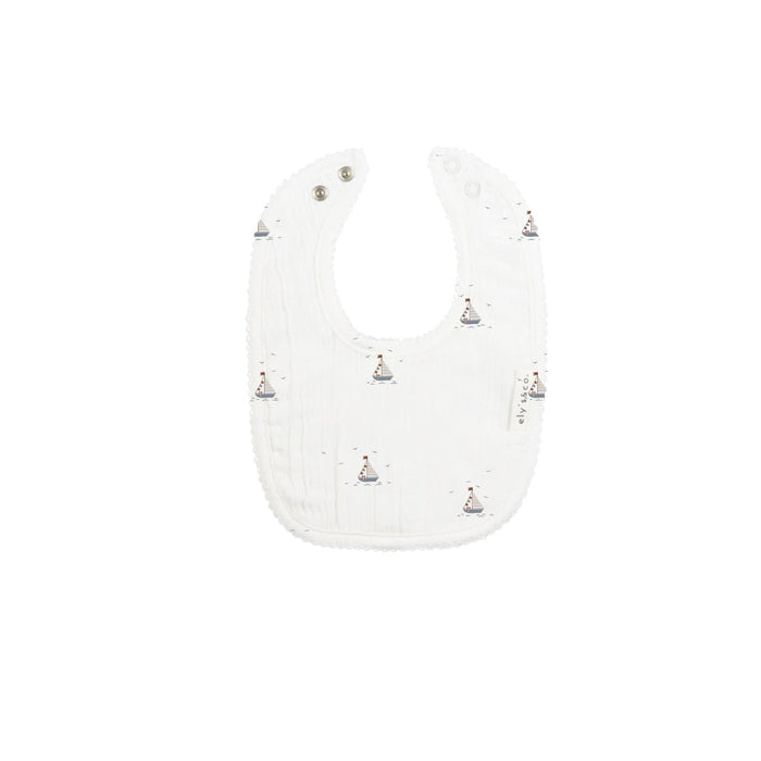 Baby Boy Bib – Ivory Blue – Nautical Print
