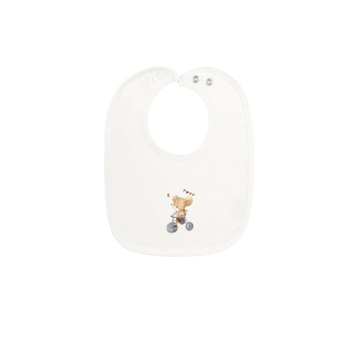 Baby Boy Bib – Ivory Blue – Playful Mouse