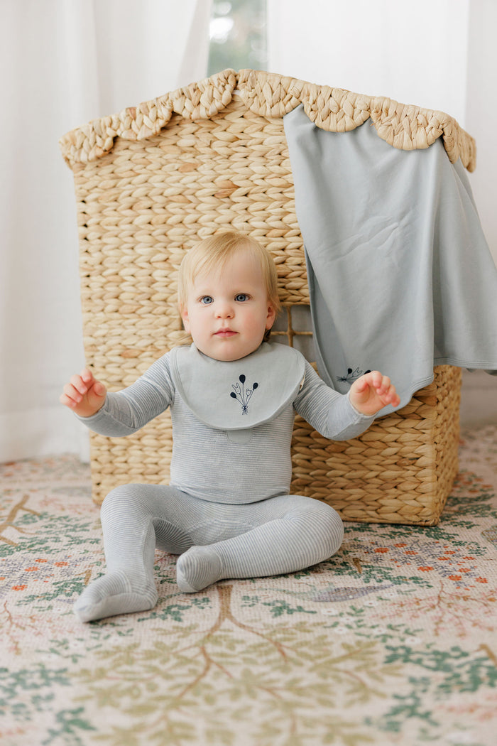 Baby Boy Bib – Ivory Blue – Stripe