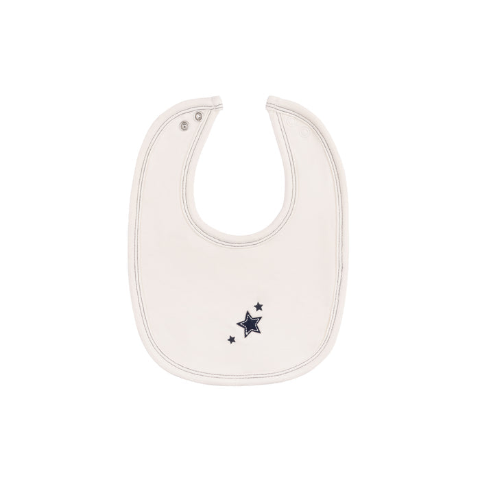 Baby Boy Bib – Ivory/Blue – Heart & Star