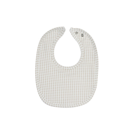 Baby Boy Bib – Tan – Gingham Teddy