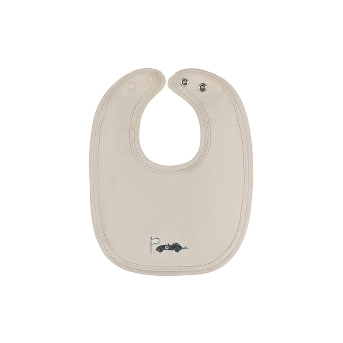 Baby Boy Bib – Tan – Race Car