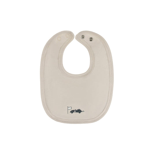 Baby Boy Bib – Tan – Race Car
