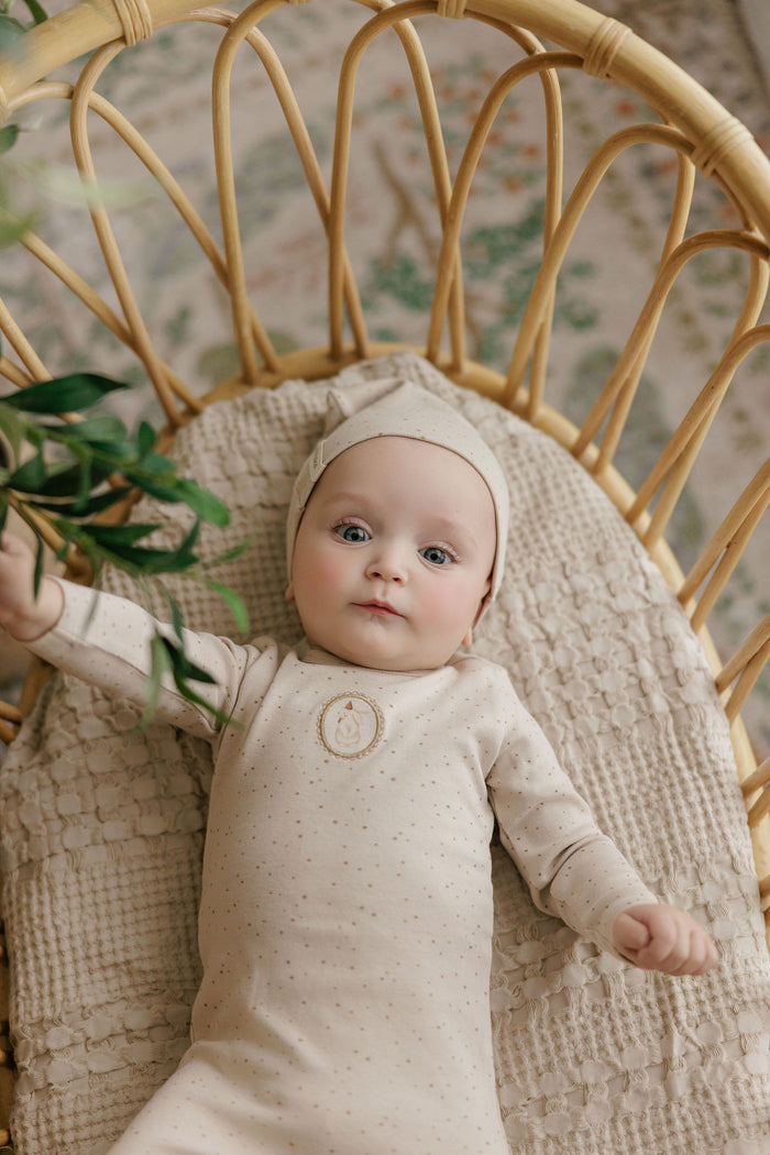 Baby Boy Bib – Tan – Speckled Bunny