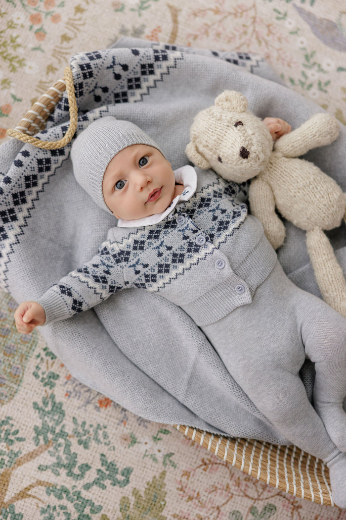 Baby Boy Blanket – Blue – Fair Isle