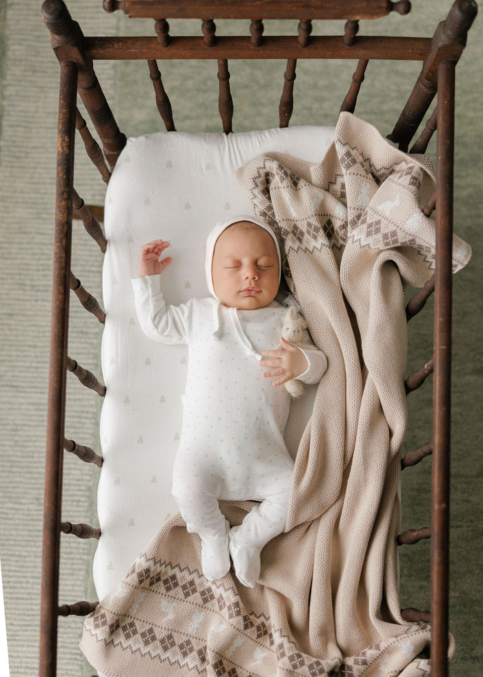 Baby Boy Blanket – Taupe – Fair Isle