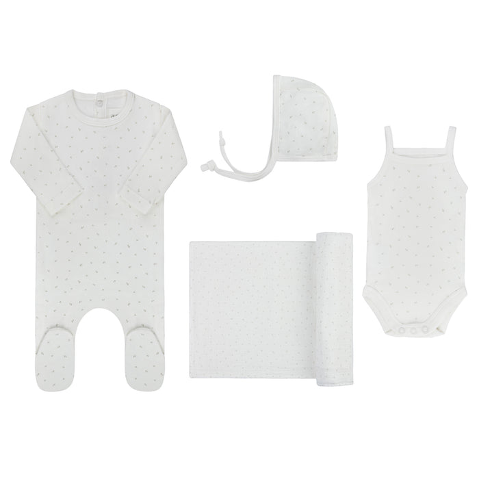 Baby Boy Deluxe Layette Set – Ivory Boy – Floral Leaf