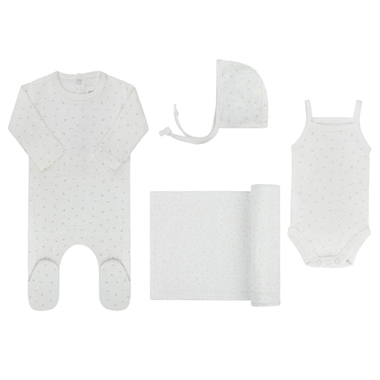 Baby Boy Deluxe Layette Set – Ivory Boy – Floral Leaf