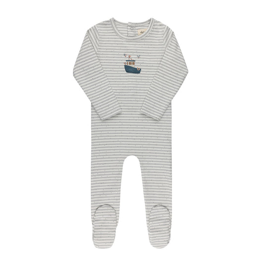 Baby Boy Footie - Blue - Nautical Stripe