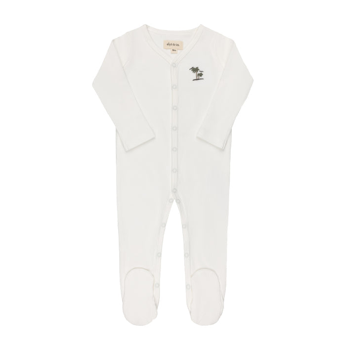 Baby Boy Footie - Ivory - Embroidered Palm Trees