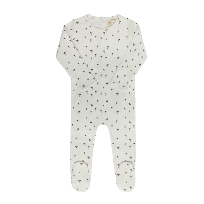 Baby Boy Footie - Ivory - Printed Palm Trees
