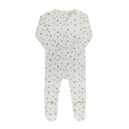 Baby Boy Footie - Ivory - Printed Palm Trees