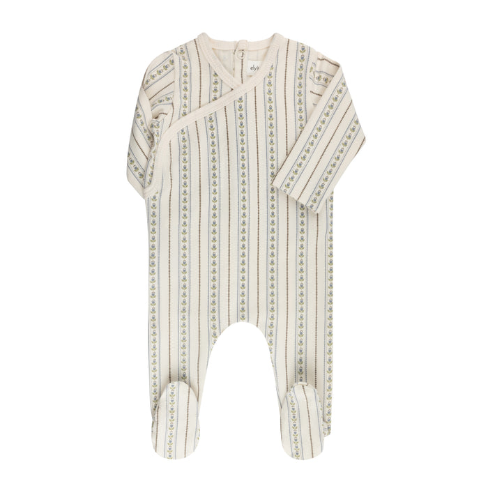 Baby Boy Footie - Ivory Blue - Linear Tulip
