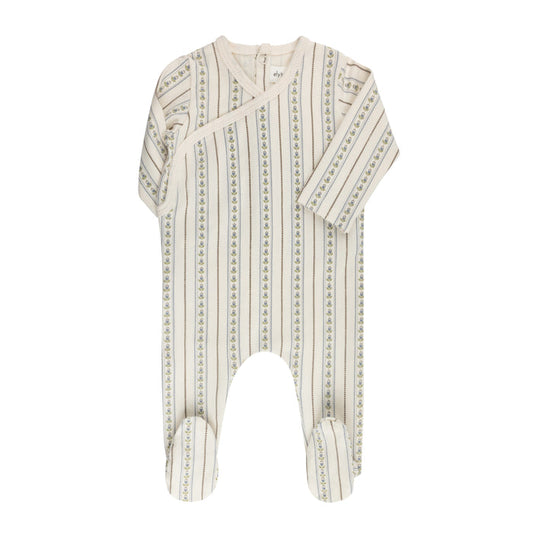 Baby Boy Footie - Ivory Blue - Linear Tulip
