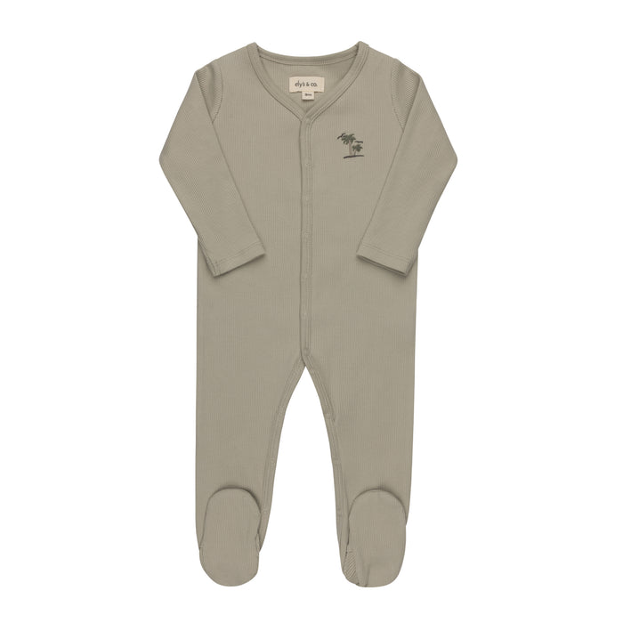 Baby Boy Footie - Sage - Embroidered Palm Trees