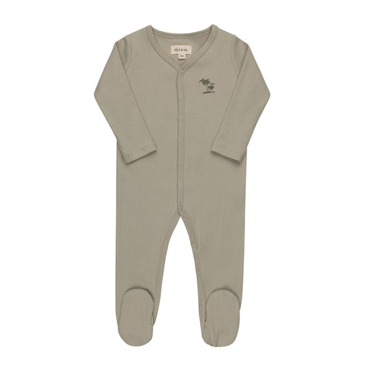 Baby Boy Footie - Sage - Embroidered Palm Trees