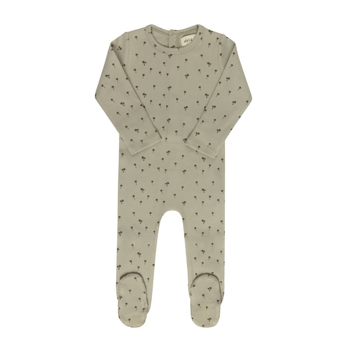 Baby Boy Footie - Sage - Printed Palm Trees