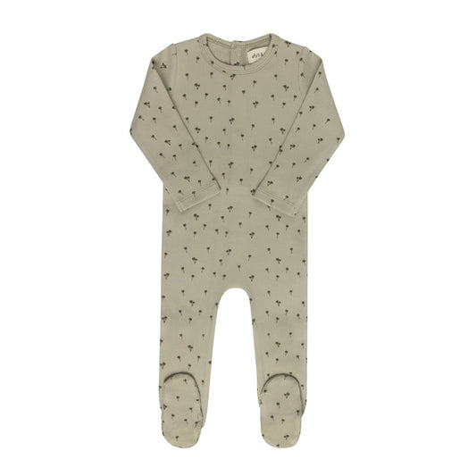 Baby Boy Footie - Sage - Printed Palm Trees