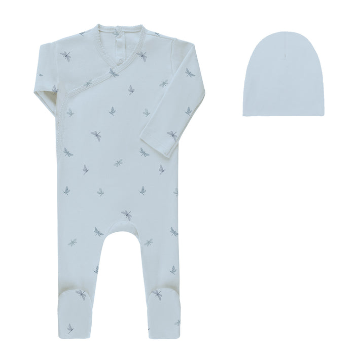 Baby Boy Footie and Beanie – Blue – Dragonfly