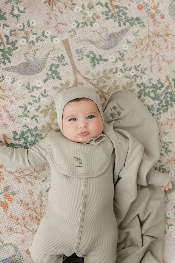 Baby Boy Footie and Bonnet - Sage - Embroidered Palm Trees