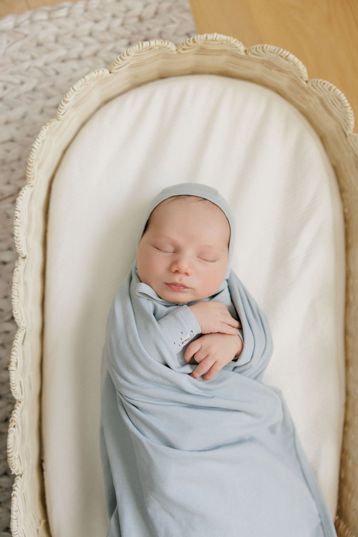 Baby Boy Footie and Bonnet – Blue – Nautical Print