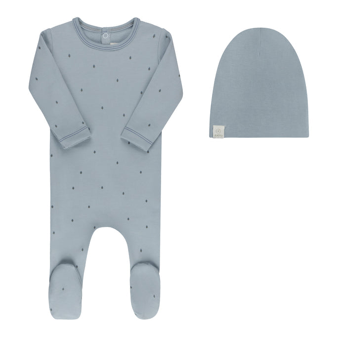 Baby Boy Footie & Beanie – Blue – Vintage Floral