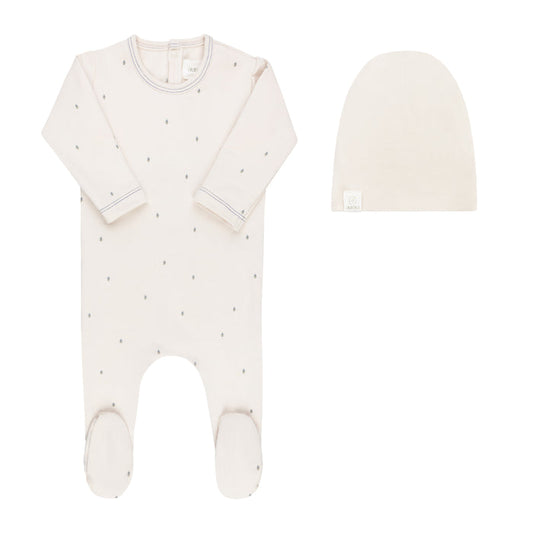 Baby Boy Footie & Beanie – Ivory Boy – Vintage Floral