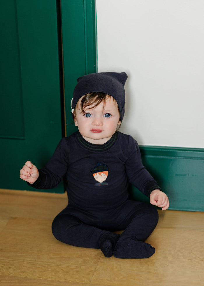 Baby Boy Footie & Beanie – Navy – French Terry Scottish