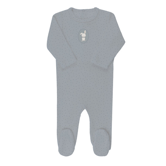 Baby Boy Footie – Blue – Bunny Pin Dot