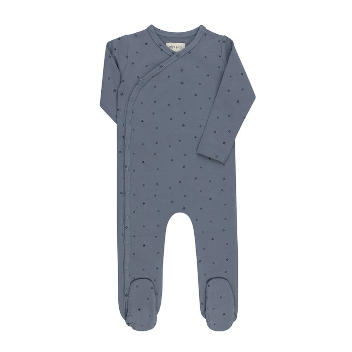 Baby Boy Footie – Blue – Clover Print