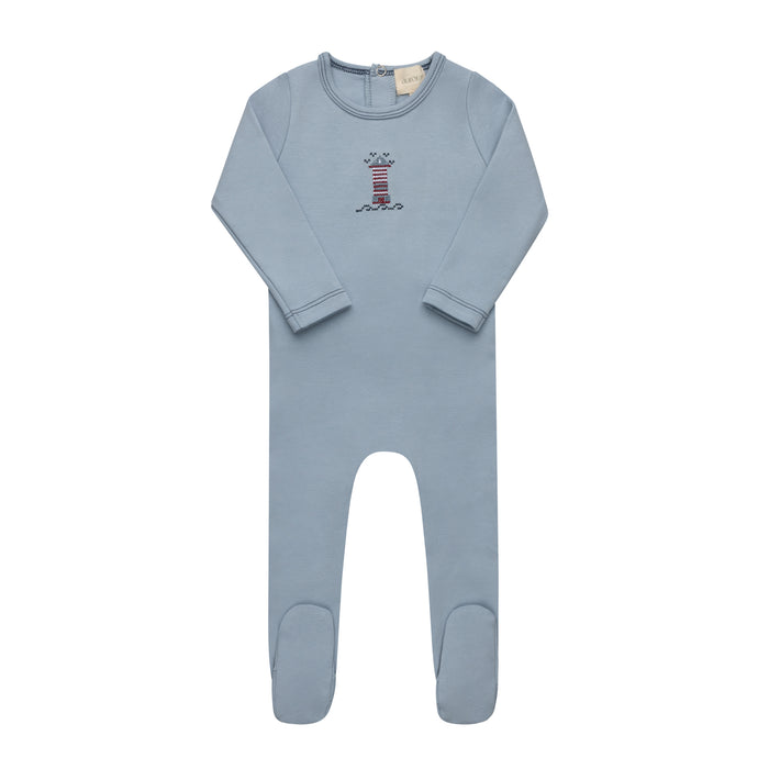 Baby Boy Footie – Blue – Cross Stitch Lighthouse