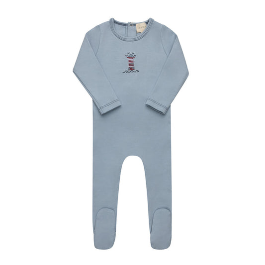 Baby Boy Footie – Blue – Cross Stitch Lighthouse